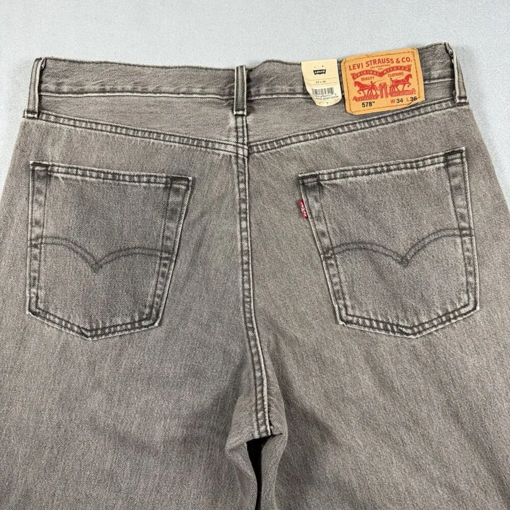 Levi’s 578 Baggy Jeans Men’s 34x36 Y2K 90s Style Grey Wash 100% Cotton NWT
